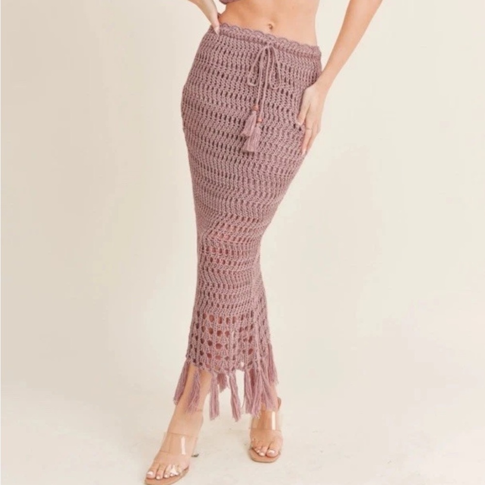 Mable Crochet Skirt Mauve Women’s Size M Boho Cottagecore Fairycore